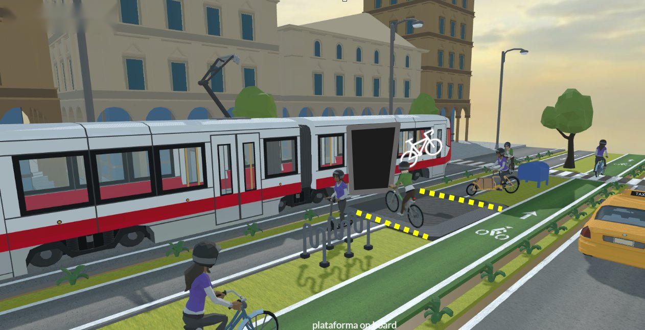 Integración de bicicletas y tranvía en un entorno urbano